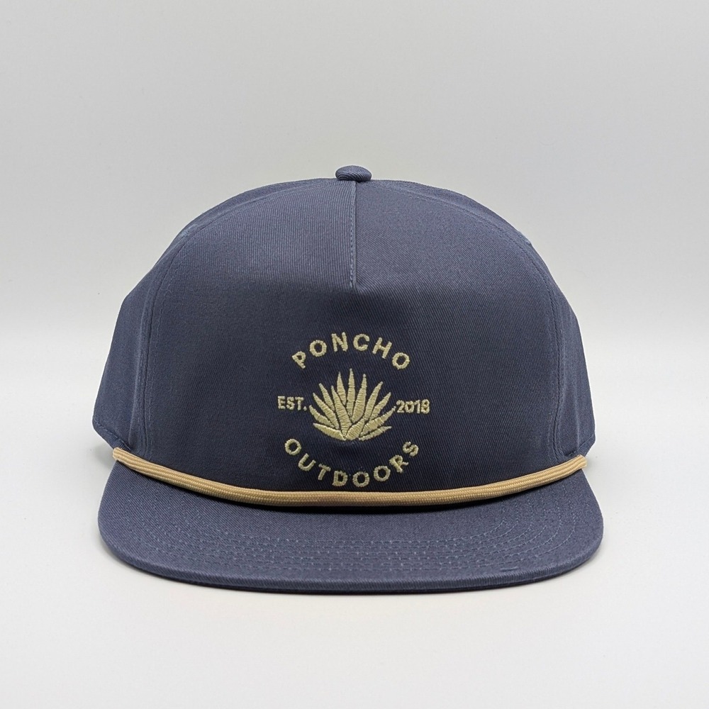 Poncho Outdoors Rope Hat Mens OSFA Blue Agave Embroidered Snapback Cap NEW